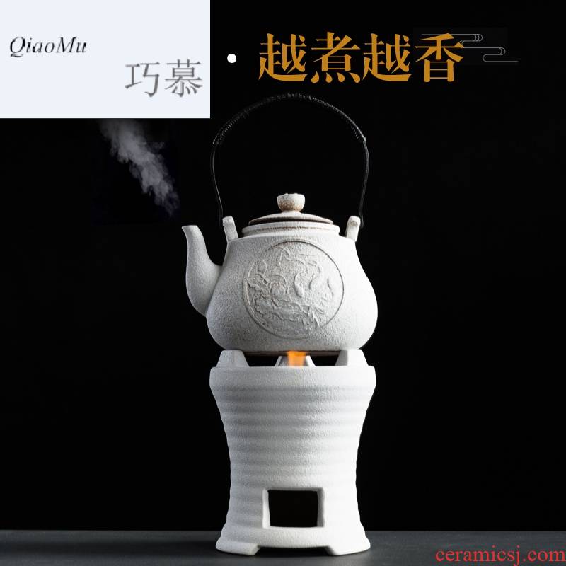 Qiao mu Japanese warm tea ware alcohol stove ceramic pot cooking kung fu tea ware mini'm restoring ancient ways of tea hot teapot