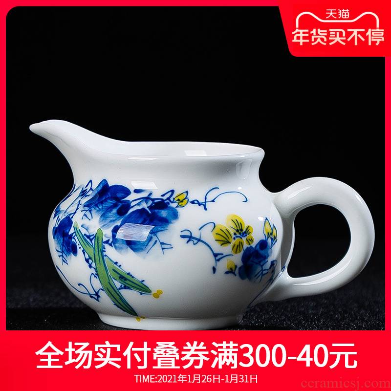 Hand draw colorful towel gourd justice cup and a cup of jingdezhen blue and white porcelain is checking ceramic tea set with parts tea tea ware