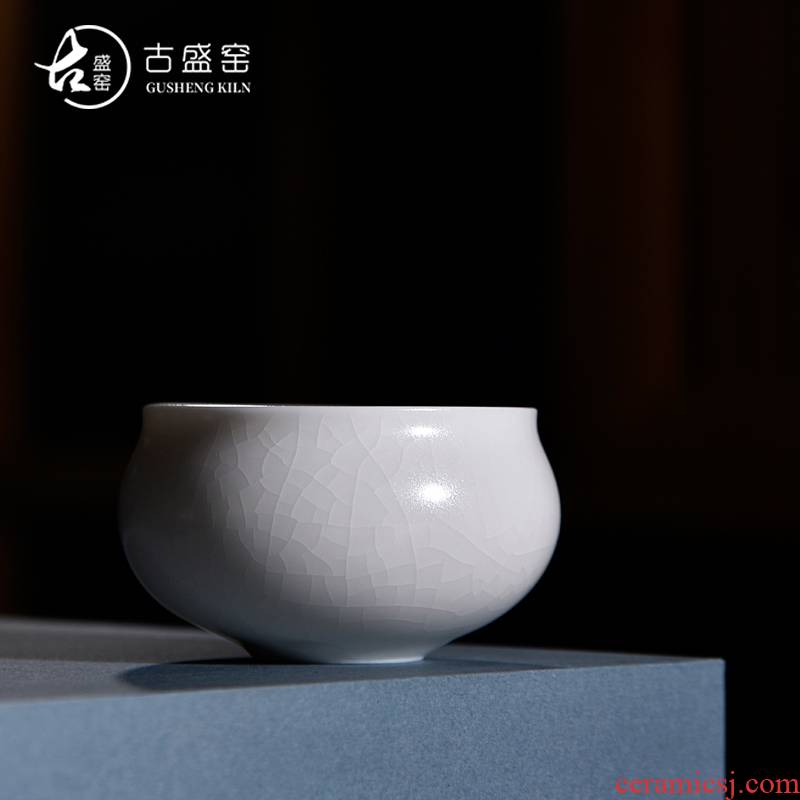 The ancient ocean 's new sheng up celadon cup on your up white glazed hat cup single cup masters cup opening them thin body