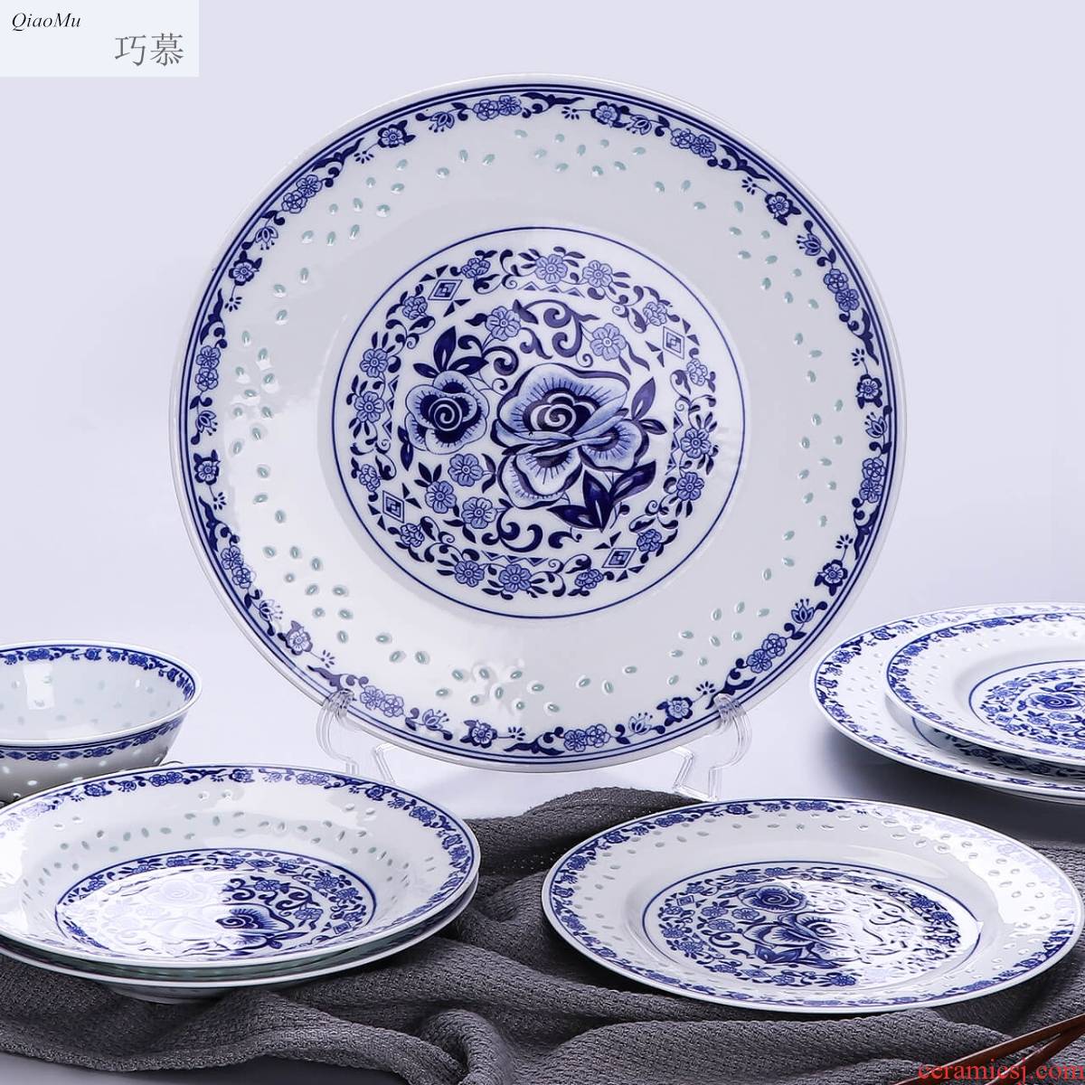 Qiao mu jingdezhen porcelain and ceramic dish dish dish 8 inches large capacity MeiYing soup dish plates