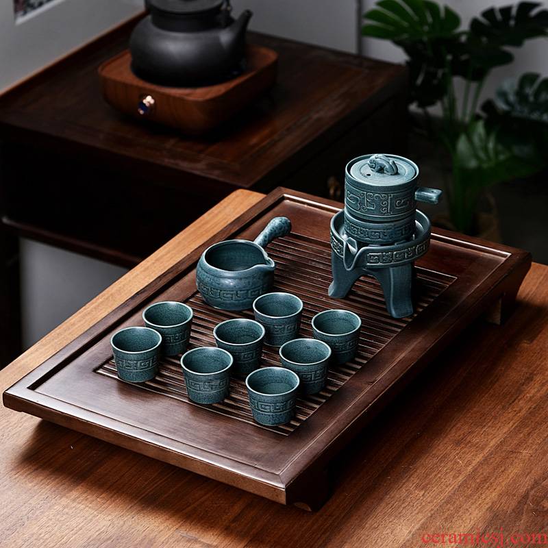 Hui shi kung fu tea tray ceramic real wood violet arenaceous household contracted semi - automatic tureen sitting room tea sets, small tea tray
