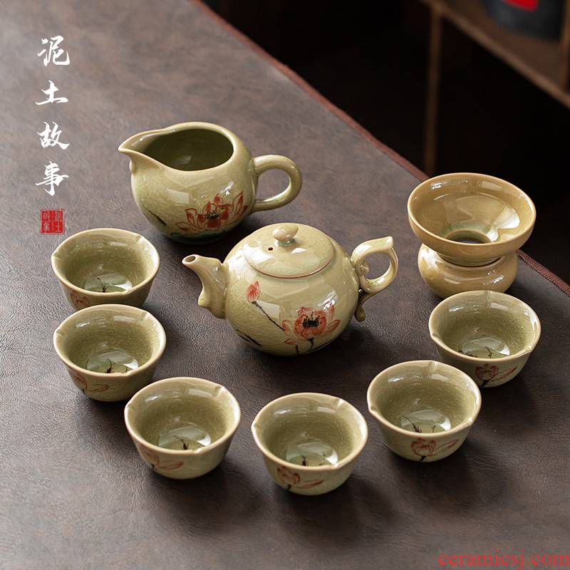 The up kung fu tea cup set household contracted and I sitting room ceramic teapot tureen customize gift box