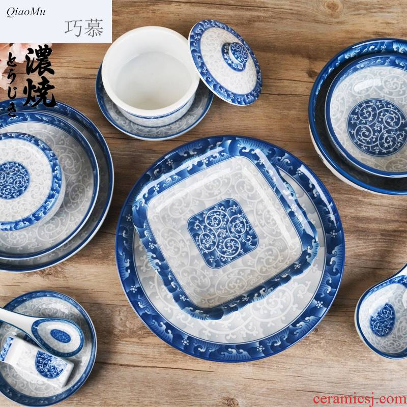 Qiao mu Chesapeake ceramic tableware glaze color rice bowls Korean household contracted rainbow such as bowl soup bowl of the big flat plates