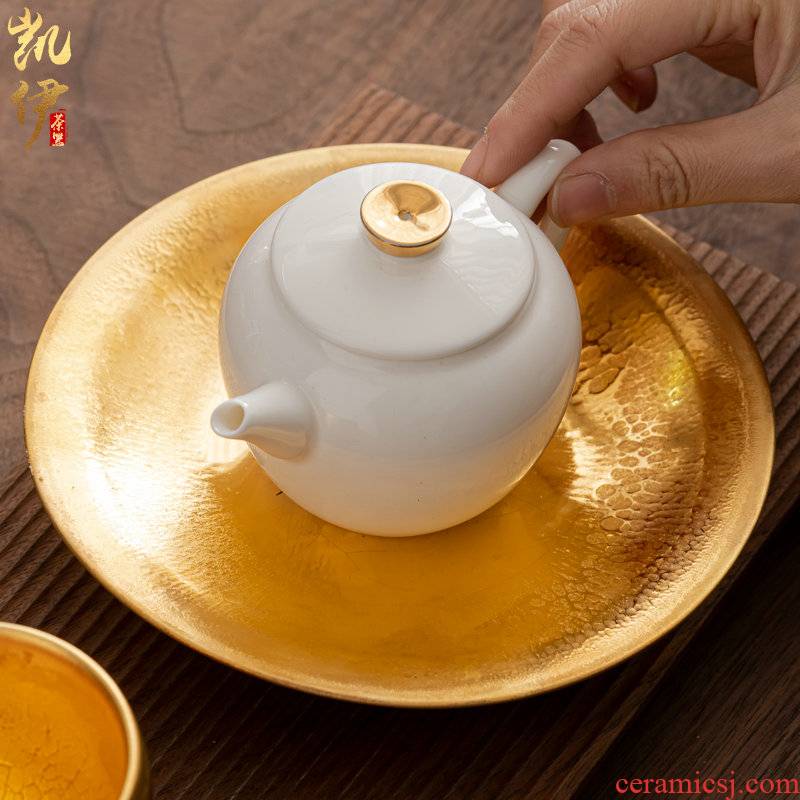 Oil drip cup of gold bearing masters hand full manual tire iron teapot plate making light snacks small ceramic teapot