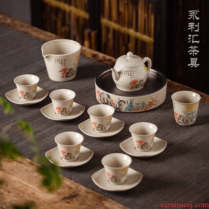 Public remit kung fu tea set gift box tea cozy home office group of Chinese style restoring ancient ways of jingdezhen ceramics