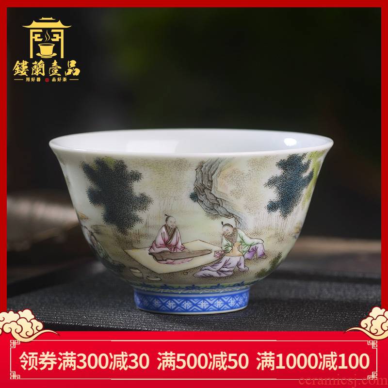 Jingdezhen ceramic hand - made pastel bamboo seven sages master cup manual kung fu tea set sample tea cup single cup tea cup