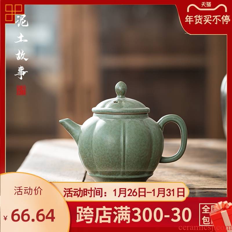 Jingdezhen green glaze up teapot single pot of Japanese kung fu tea set manually restoring ancient ways of household ceramics xi shi pot