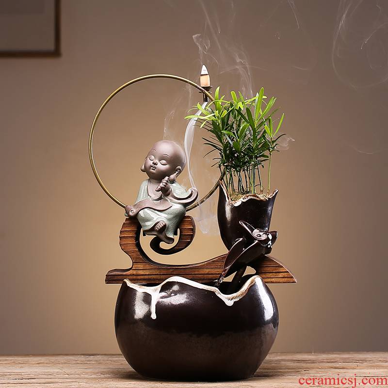Creative ceramic Chinese zen sitting room desktop automatic flow humidifying furnishing articles store opening housewarming gift
