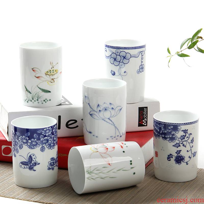 Ceramic cups of jingdezhen blue and white porcelain cup large glass hand - made personal cup large capacity 310 ml cup