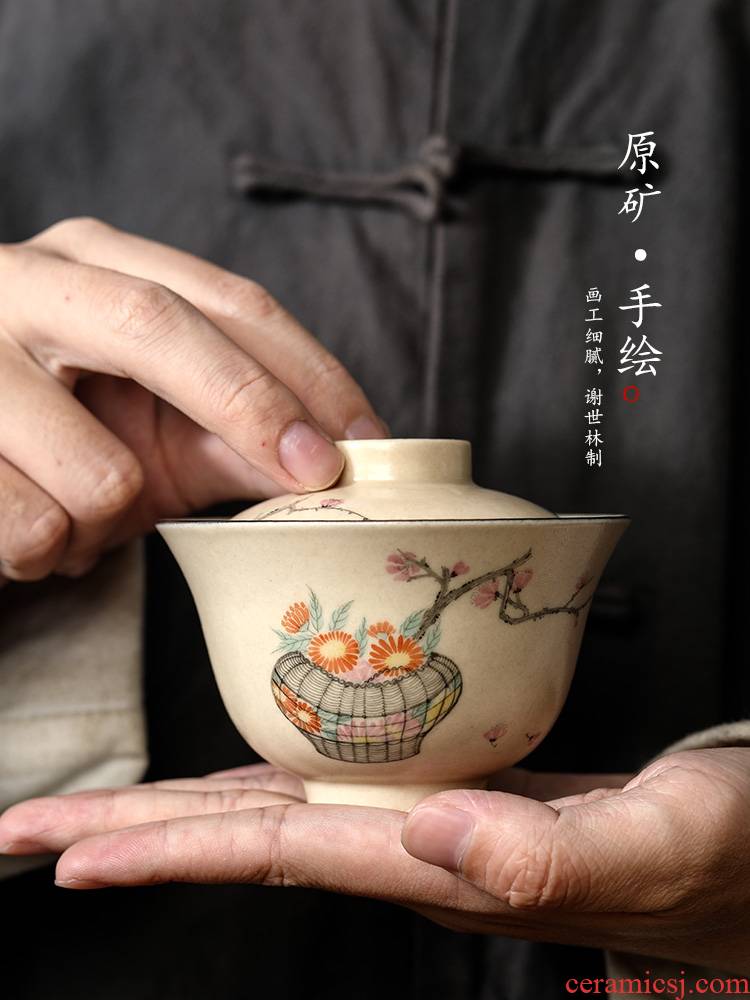Pure manual tureen tea cups jingdezhen single hot Pure manual kunfu tea bowl hand - made by tea