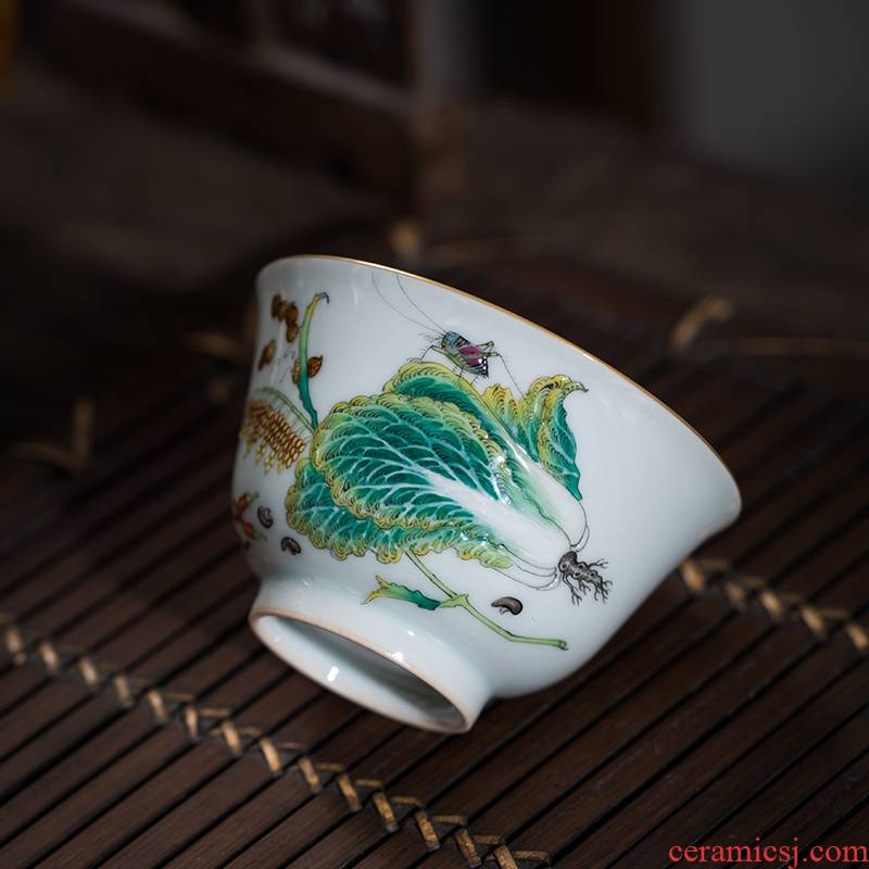 The Owl up jingdezhen tea by hand sample tea cup hand - made ceramic cups kungfu best wealth cup thin foetus enamel cup