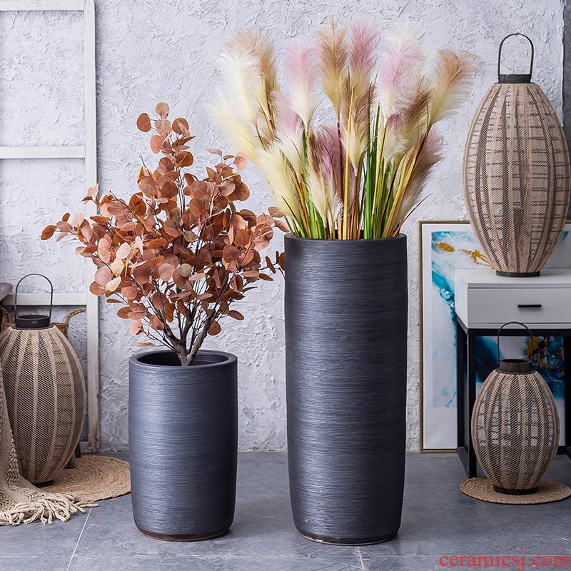 Nordic INS wind black ceramic web celebrity ground indoor green plant large vases, I and contracted sitting room balcony flowerpot