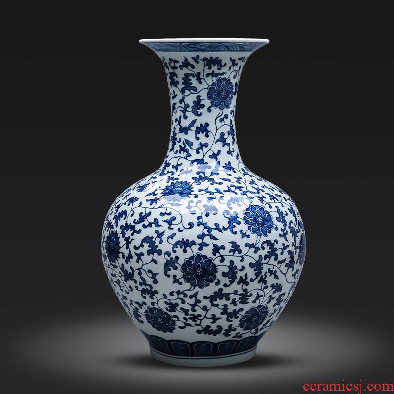 Jingdezhen porcelain ceramics of large blue and white porcelain vase large furnishing articles of Chinese style restoring ancient ways home sitting room adornment