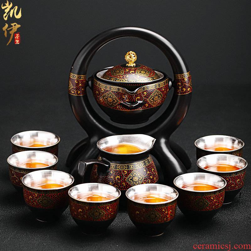 New coppering. As silver colored enamel lazy tea set household jingdezhen ceramic kung fu tea tea tureen the teapot