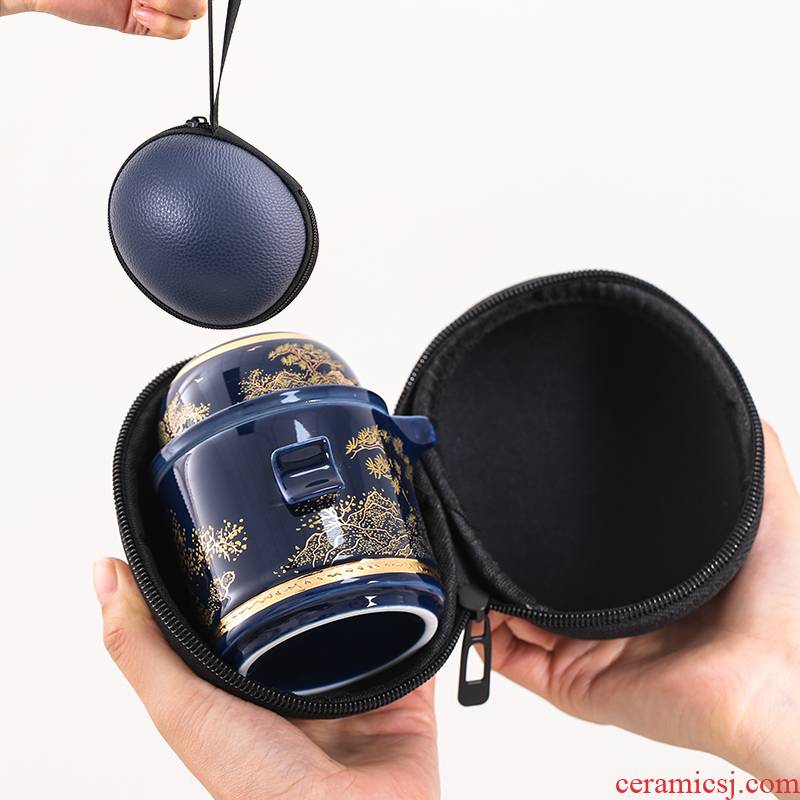 Tasted silver gilding crack a ceramic teapot three portable is suing travel kung fu tea set tea cup