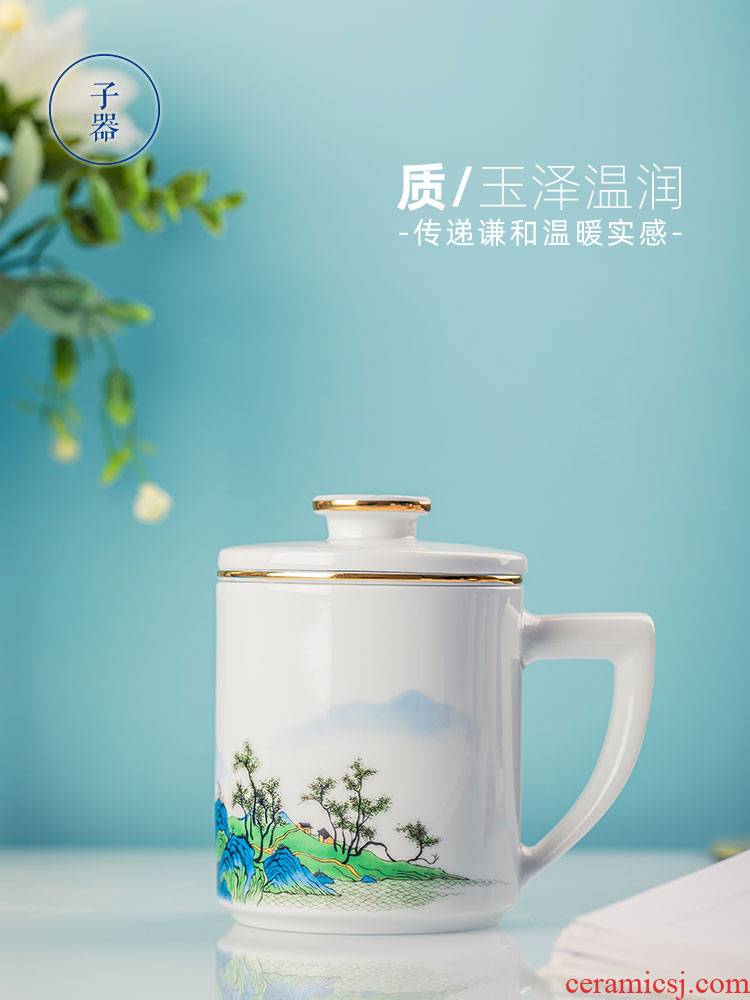 Jingdezhen ceramic large capacity separation office a cup of tea with cover glass and meeting room tea ceramic tea cup