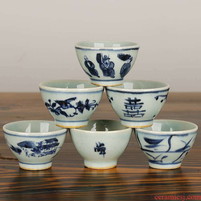 Jingdezhen vintage antique blue and white porcelain ceramic cups sample tea cup kung fu master sample tea cup small tea cup characteristics