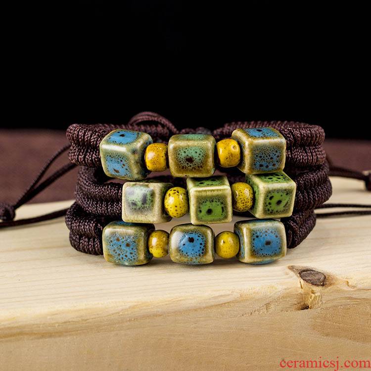 Wholesale of jingdezhen ceramic glaze color bracelet JXB013 hand knitting is green