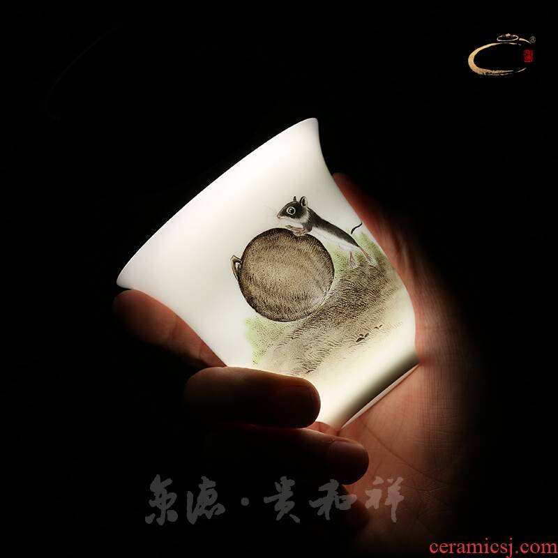 Jingdezhen and auspicious hand - made kung fu tea powder enamel animal cup ceramic masters cup a cup of pure checking mugs