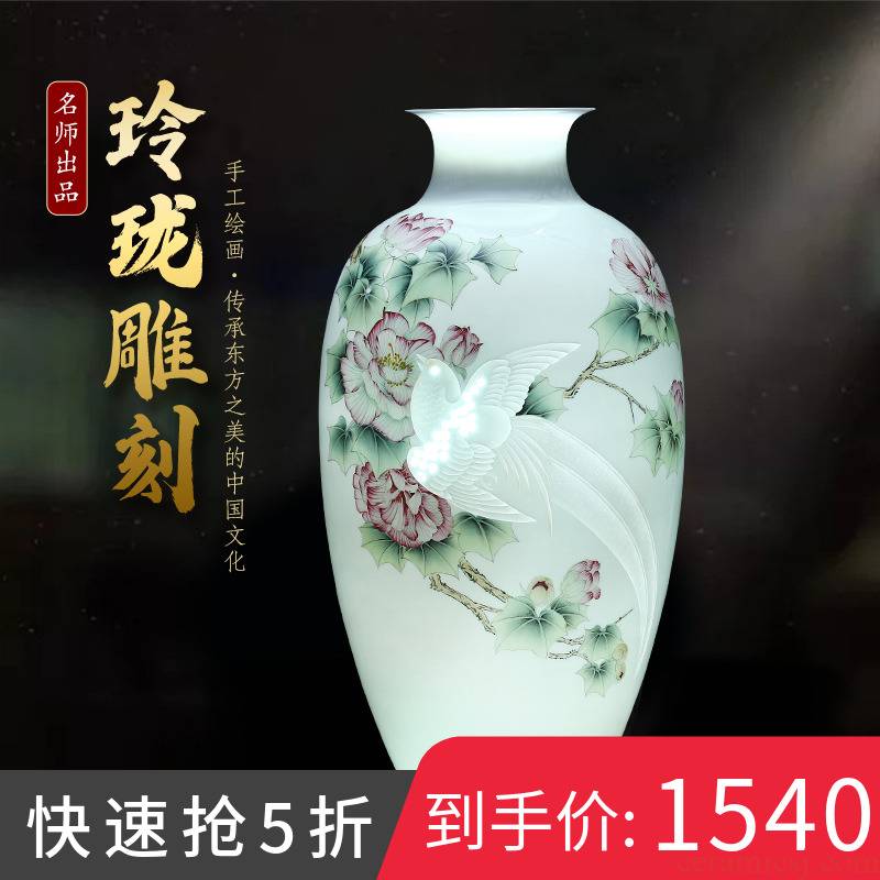 Hand carved splendor in jingdezhen ceramics vase rich ancient frame light key-2 luxury furnishing articles of new Chinese style household decoration
