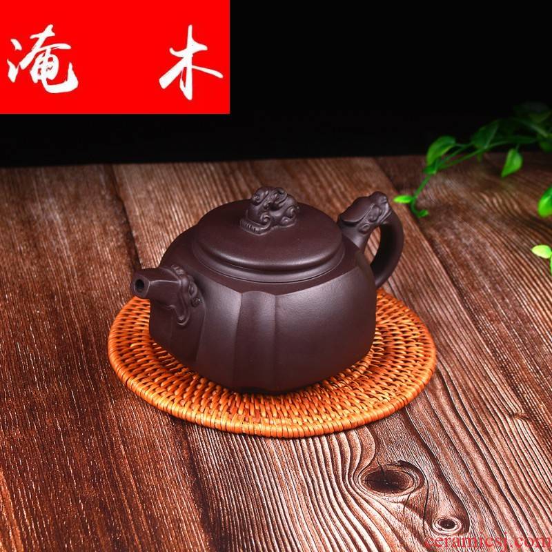Submerged wood yixing masters all hand it undressed ore old purple clay sifang dragon statute of the teapot tea set origin