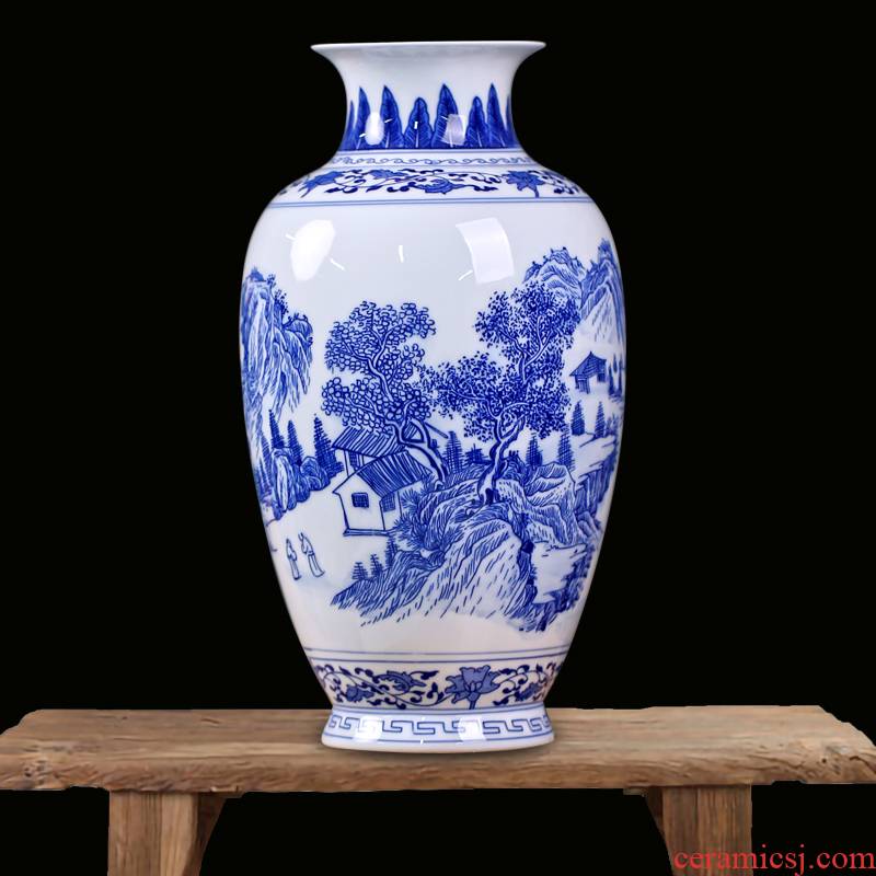 Mesa of jingdezhen blue and white porcelain painting flower vase sitting room rich ancient frame ceramic furnishing articles study ornaments