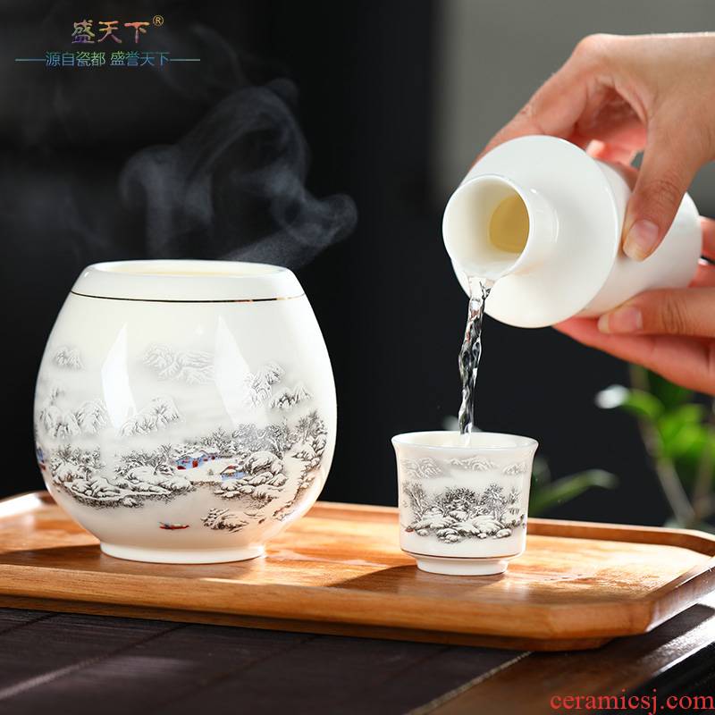 Ceramic wine temperature hot hip home wine suits for hot yellow rice wine and a warm wine liquor cup hip Chinese second half jins