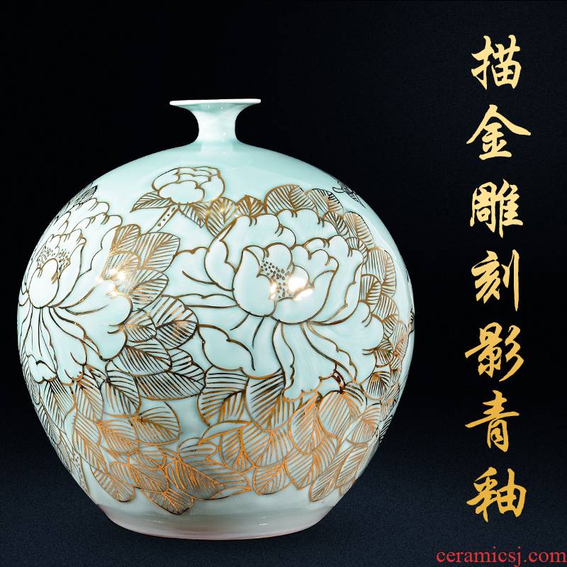 Jingdezhen ceramics hand - made light see vases, new Chinese style household living room key-2 luxury furnishing articles large porch TV ark