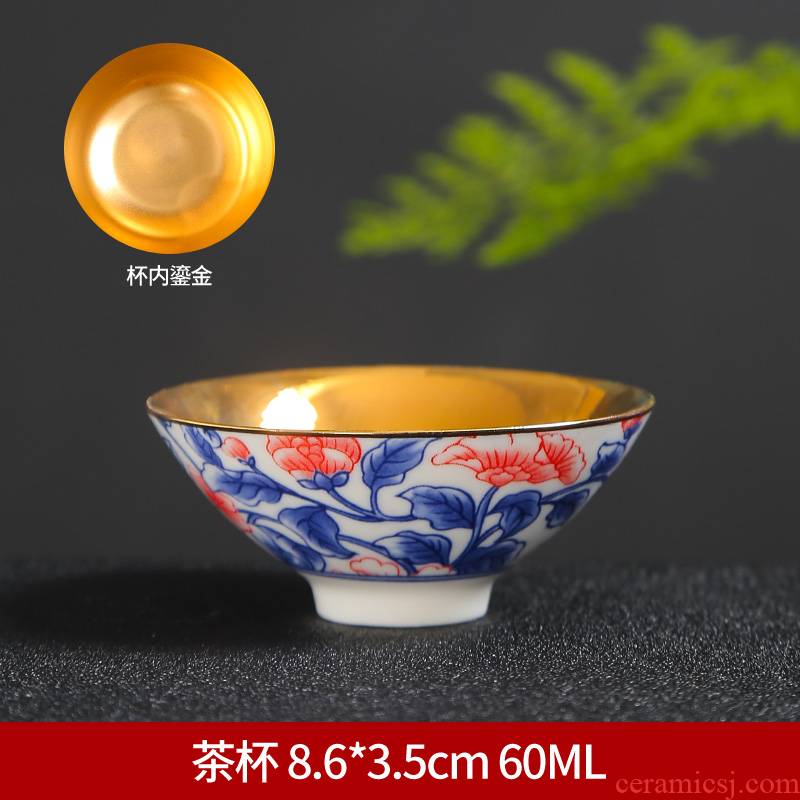 Tasted silver gilding ceramic cups Japanese blue and white porcelain hat cup suit kung fu master cup restoring ancient ways is a single tea light sample tea cup