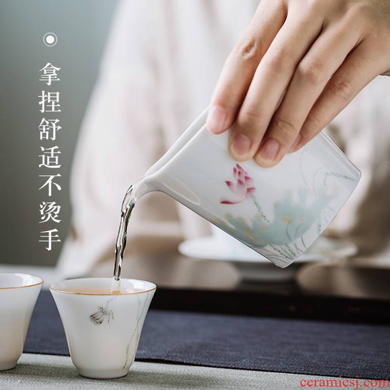 White porcelain fair points tea device against the hot cup of pure hand - made teacup a single large capacity of jingdezhen kung fu tea accessories