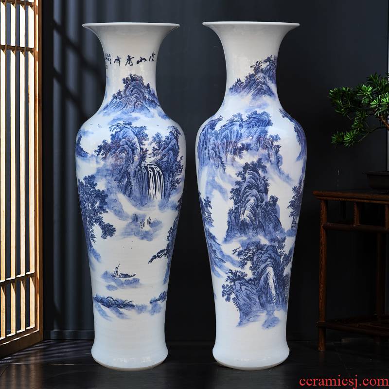 Jingdezhen ceramics new Chinese blue and white porcelain vase of large sitting room place large hotel decoration
