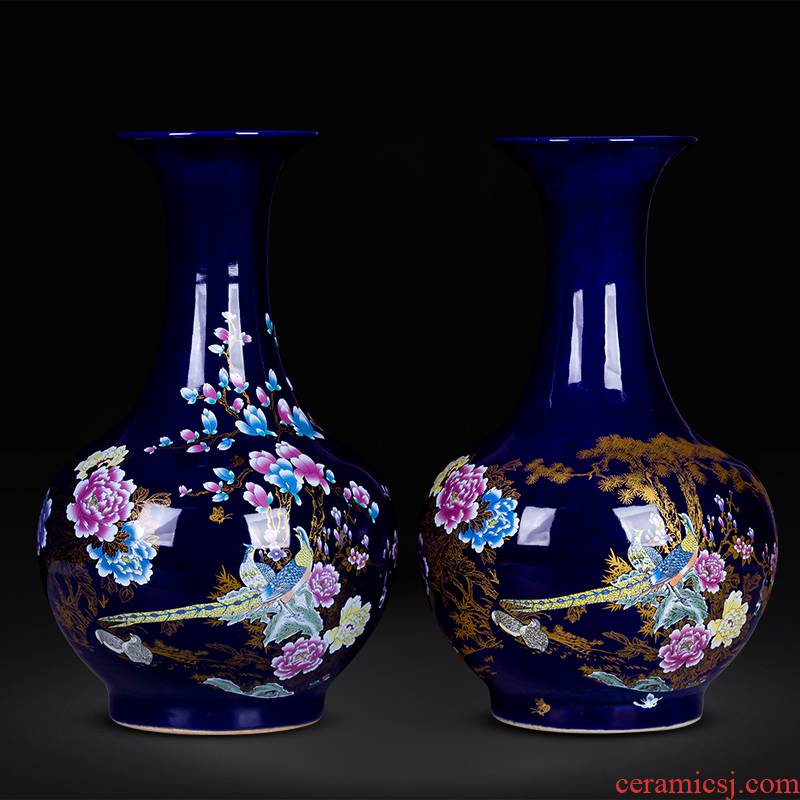 Jingdezhen ceramics medium Chinese vase flower arranging furnishing articles furnishing articles home rich ancient frame sitting room adornment porcelain