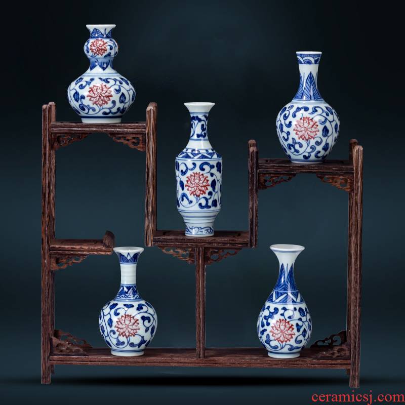 Jingdezhen blue and white porcelain hand - made ceramic mini creative flower arranging flowers floret bottle rich ancient frame furnishing articles suit