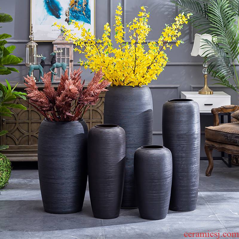 I and contracted ceramic vase landing Nordic dried flowers flower arrangement sitting room adornment is placed jingdezhen pottery basin of restoring ancient ways