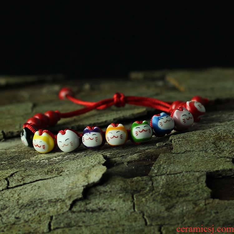 Jingdezhen ceramic wholesale, nine color cat head porcelain bracelet JXB145 move