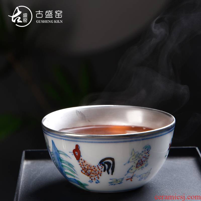 Ancient sheng up new gift boxes in color bucket cylinder cup chicken jingdezhen archaize sample tea cup tea masters cup