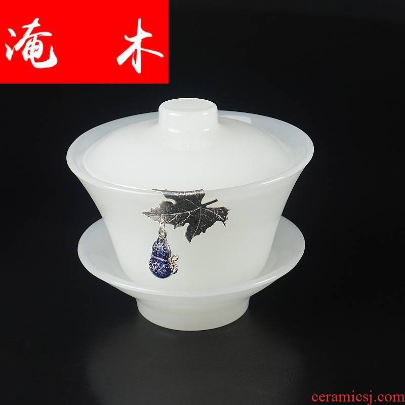 Submerged wood tureen jade porcelain large transparent three new one move with dragon kung fu tea bowl cups
