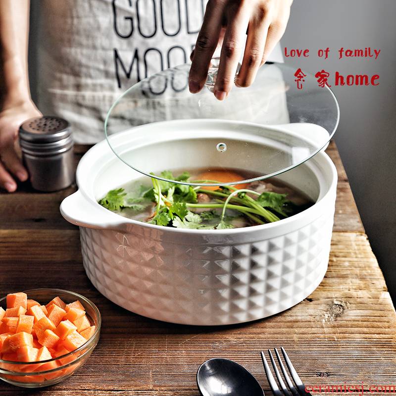 The Send tablespoons of creative Japanese household ceramic bowl of soup soup bowl with cover large ears microwave oven bathtub cubicle nest mail