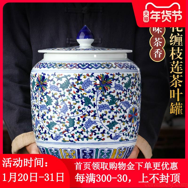Jingdezhen hand - made ceramic Chinese blue and white porcelain tea pot puer tea pot with cover seal storage tank