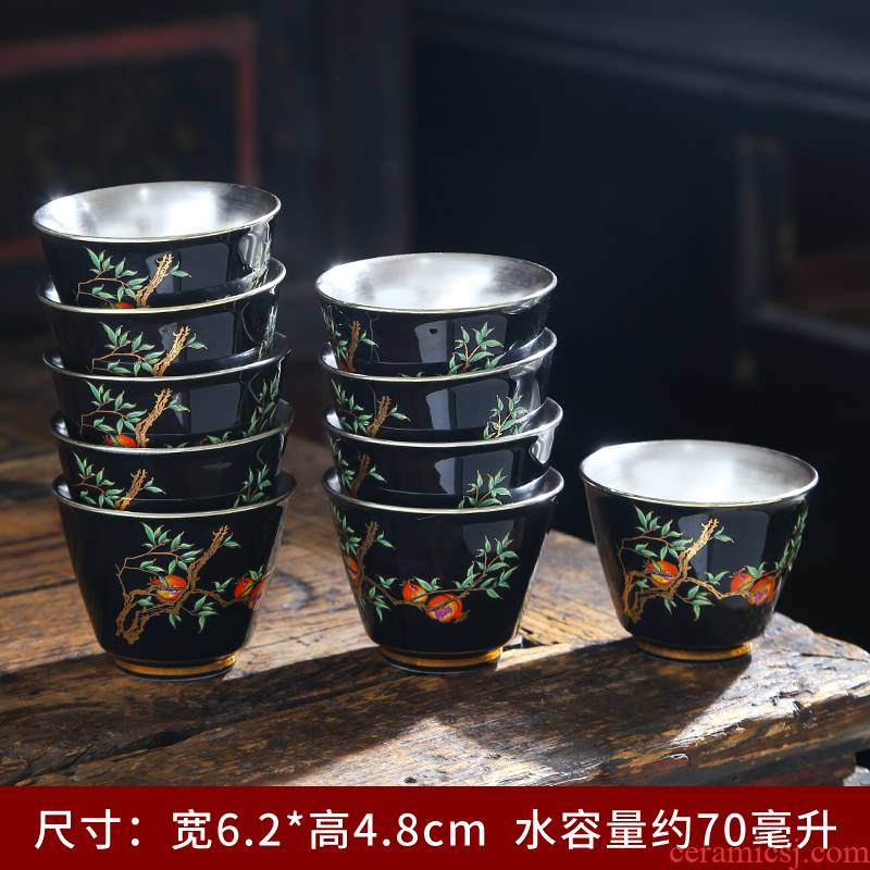 999 sterling silver cup silver cup ceramic masters cup silver colored enamel coppering. As bladder ceramic cup household sample tea cup