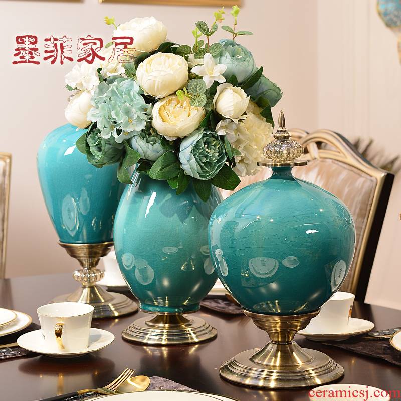 Light European - style key-2 luxury furnishing articles flower arranging ceramic vases, table, TV ark, household act the role ofing is tasted, the sitting room porch household decoration