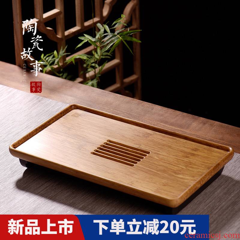 The Story of pottery and porcelain tea tray was contracted small tea table plate of household utensils suit real wood drop water drainage type saucer dish