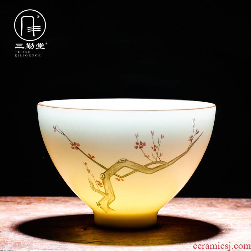 The three frequently kung fu tea cup sample tea cup jingdezhen ceramic celadon pastel by patterns suits for S42051