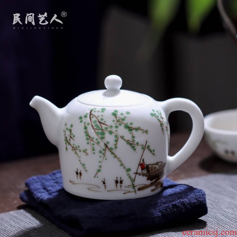 Under the glaze colorful township of hand - made of household ceramic teapot tea ware jingdezhen porcelain little teapot with handle kettle
