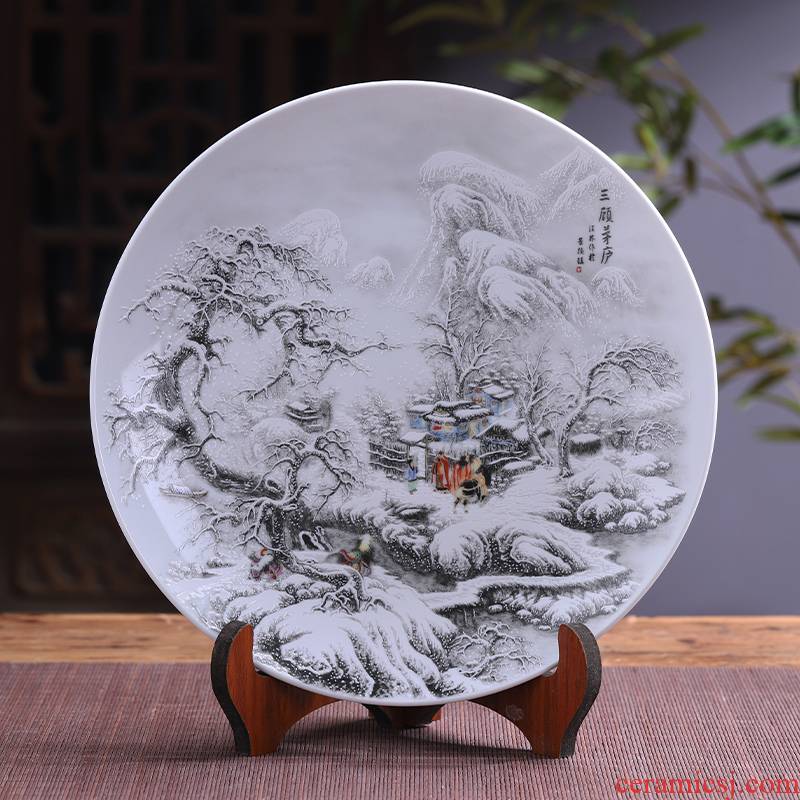 Jingdezhen porcelain ceramic snow rich ancient frame hang dish Chinese style household decorative plate the sitting room porch act the role ofing is tasted furnishing articles