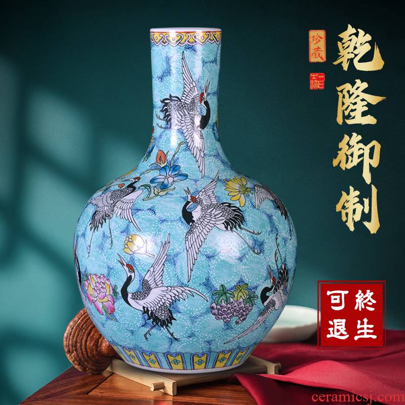 Jingdezhen ceramics vase famille rose porcelain of celestial flower arranging new Chinese style large sitting room desktop furnishing articles ornament