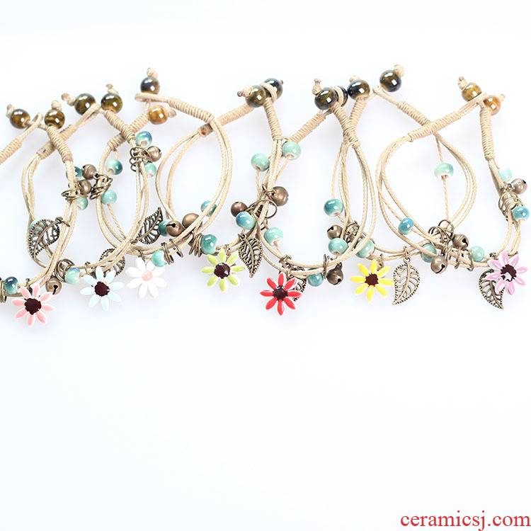 Japanese small pure and fresh and ceramic bracelet handcrafted Daisy art van ceramic wholesale JXB019