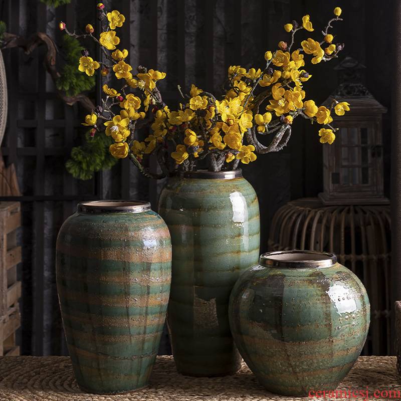 American retro vase furnishing articles sitting room dry flower arranging flowers, household act the role ofing is tasted table decoration ceramics green Chinese flowers
