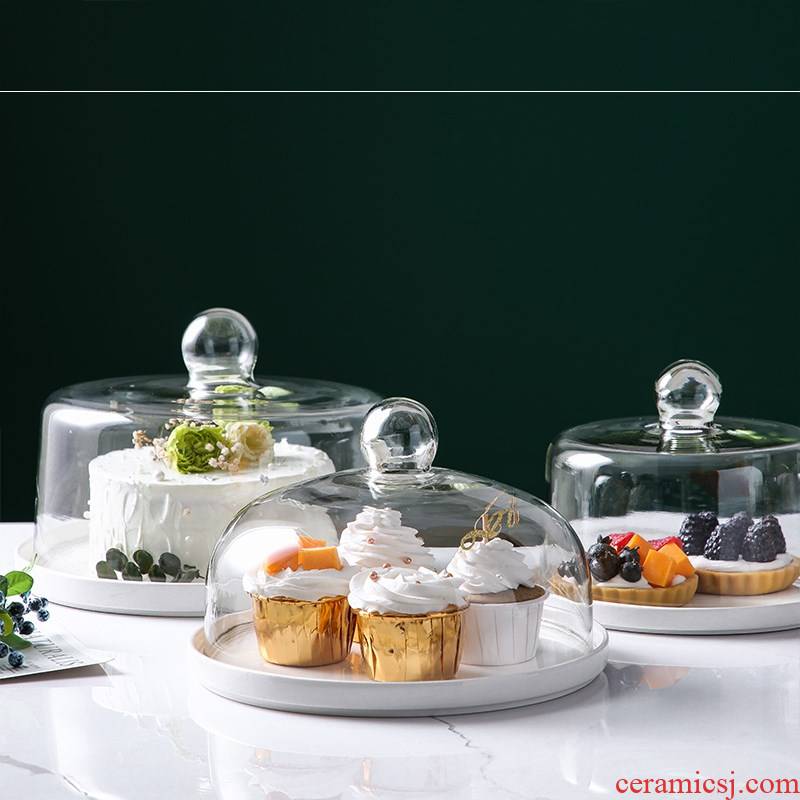 Dust cake tray was try ceramics dribbling lead - free glass lid fruits dessert fresh bread home cover