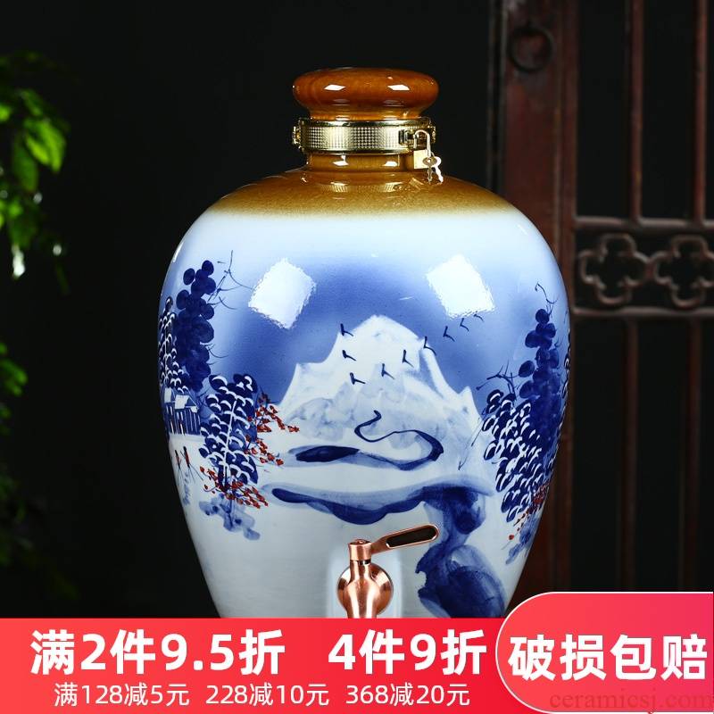 An empty bottle of hand - made ceramic jar of jingdezhen ceramic 10 jins 20 jins household hip belt leading 50 pounds